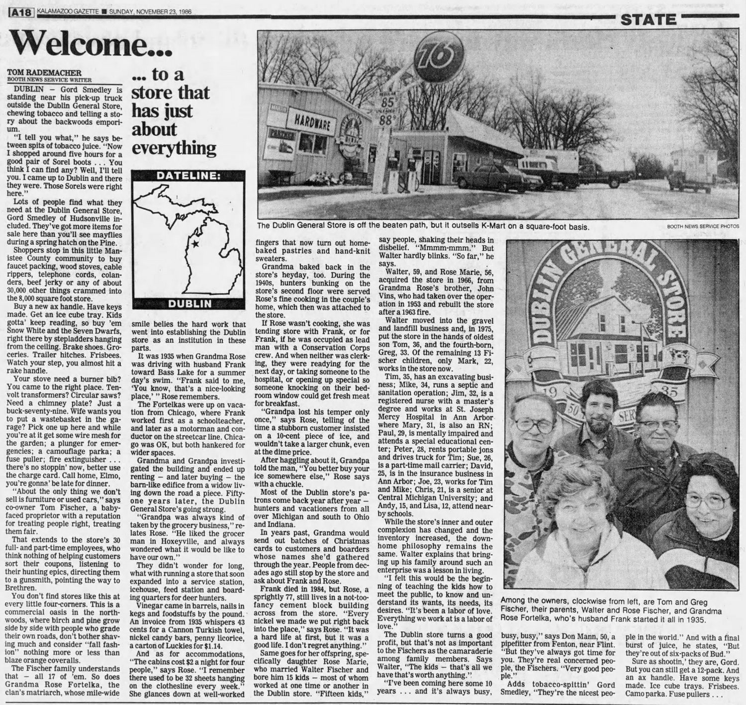 Dublin General Store - Nov 23 1986 Article
